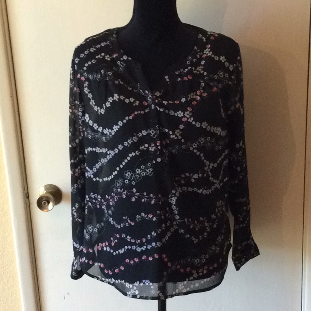 Black blouse with floral print